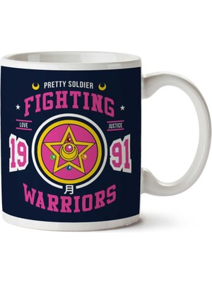 Fighting Senshi Sailor Moon Iki Tarafı Baskılı Kupa Bardak