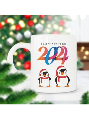 2024 Happy New Years Penguenler Yılbaşı Hediyesi Baskılı Kupa Bardak