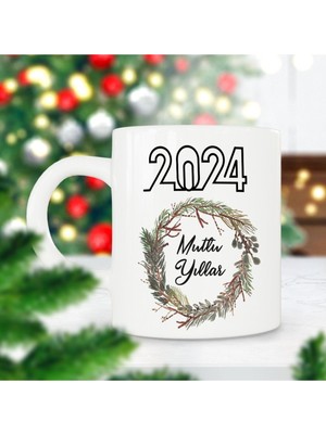 2024 Mutlu Yıllar Yuva Yılbaşı Hediyesi Baskılı Kupa Bardak