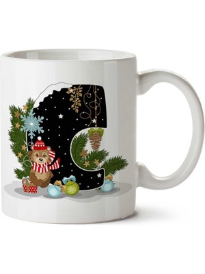 Yeni Yıl Merry Christmas Yılbaşı'na Özel C Harfi Baskılı Kupa Bardak