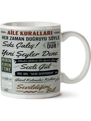 Aile Kuralları Iki Tarafı Baskılı Kupa Bardak