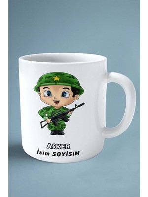 Asker Baskılı Kupa Bardak Çift Taraflı Baskı Kişiye Özel Model 6
