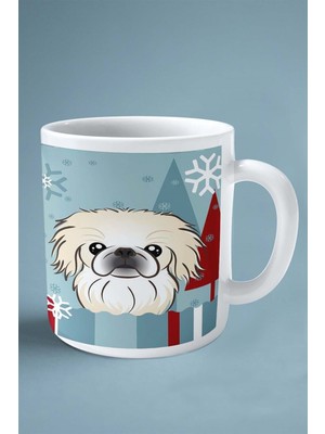 Pekingeses Köpek Isimli Kişiye Özel Baskılı Kupa Bardak Kar Yılbaşı