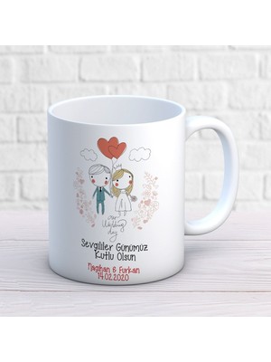 Kişiye Özel Sevgililer Günü Düğün Günü Gelin Damat Kupa Bardak