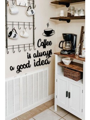 Siyah Ahşap Duvar Yazısı, Kahve Severler Için Şık Dekorasyon Parçası