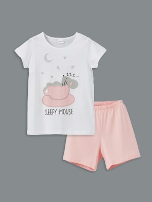 Lc Waikiki Yeni Sezon Bisiklet Yaka Kiz Cocuk Sortlu Pijama Takimi - S5J815Z4