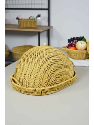 Şeffaf Oval Kapaklı Plastik Fanus, Saklama ve Sunum Için Uygun, Bej Renk