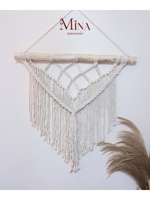 Şık Makrome Duvar Süsü, 45X45 Cm, Ekru Renkli, Estetik ve Modern Tasarım