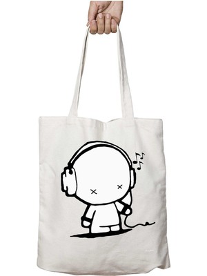 Music Man Müzik Adam Iki Tarafı Kalıcı Baskılı Yıkanabilir Çanta