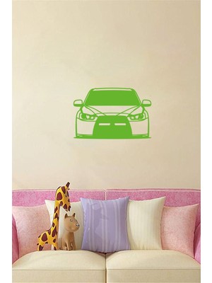 Yeşil Evo Araba Ahşap Tablo Lazer Kesim Duvar Dekorasyon Süsü Kendinden Yapışkanlı