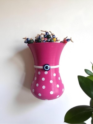 Renkli Boncuklu Yarım Saksı Duvar ve Kapı Dekoru, Şık ve Canlı Tasarım