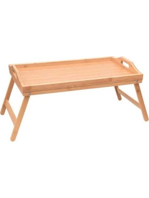 Bambu Katlanır Tepsi, Ayaklı, Açılır Kapanır, 50X30 Cm, Kahverengi