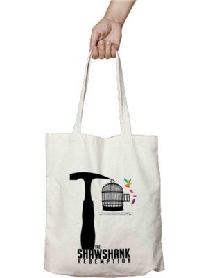 Esaretin Bedeli Iki Tarafı Kalıcı Baskılı Yıkanabilir Bez Çanta Omuz Çantası