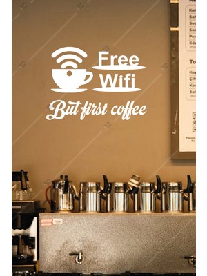 Beyaz Renkli Cafe Wifi Temalı Duvar Dekoru, Şık ve Modern Tasarım