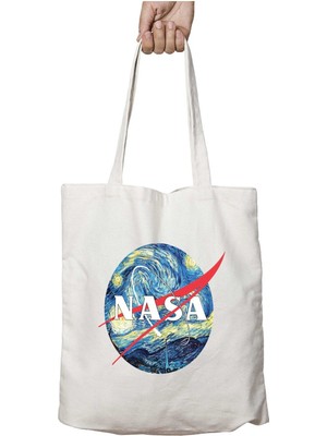 Nasa Yıldızlı Gece Iki Tarafı Kalıcı Baskılı Yıkanabilir Çanta