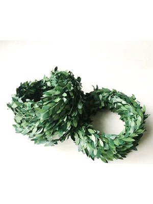 14 Metre Yeşil Yapraklı Tel Sarmaşık Dekoratif Çelenk, Esnek ve Dayanıklı, Ev ve Dış Mekan Süs