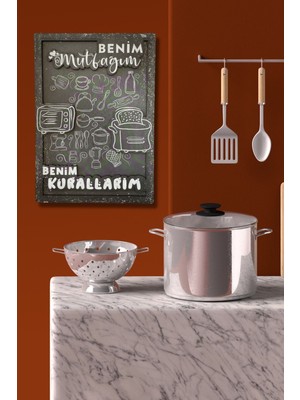 3D Ahşap Tablo, Mutfak Dekoru, Siyah, 20X30 cm