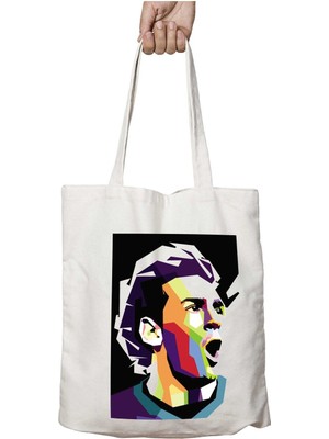 Messi Gol Iki Tarafı Kalıcı Baskılı Yıkanabilir Çanta