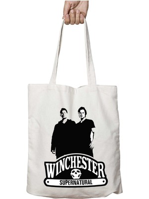 Supernatural Winchester Iki Taraf Kalıcı Yıkanabilir Okul Plaj Omuz Bez Çanta