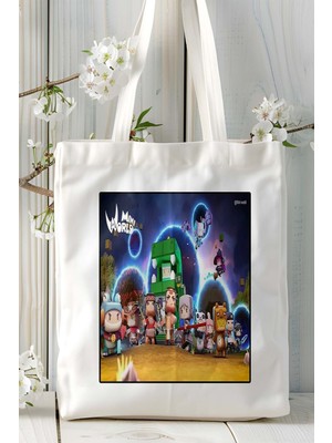 Mini World Mobil Oyun Baskılı Bez Çanta Omuz Çantası Çift Tafaflı Baskı Kişiye Özel 9