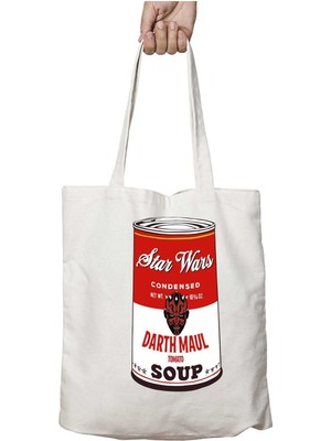 Star Wars Campbells Soup Darth Maul Andy Warhol Iki Tarafı Kalıcı Baskılı Yıkanabilir Çanta