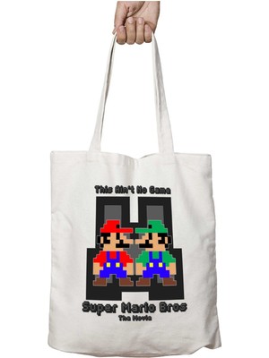 Super Mario Bros Mario Luigi The Movie Iki Tarafı Kalıcı Baskılı Yıkanabilir Çanta