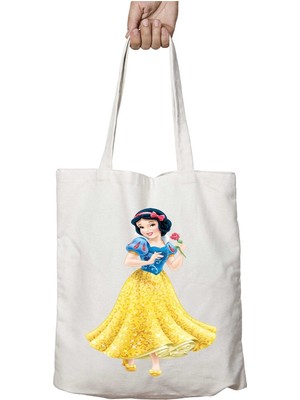 Snow-White-Png-Clipart Iki Tarafı Kalıcı Baskılı Yıkanabilir Okul Plaj Omuz Bez Çantası