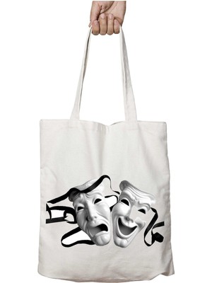 Tiyatro Sinema Maske Iki Tarafı Kalıcı Baskılı Yıkanabilir Çanta