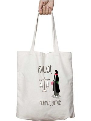 Kişiye Özel Kadın Avukat Terazi Iki Tarafı Kalıcı Baskılı Yıkanabilir Çanta