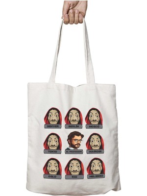 Serie La Casa De Papel Cidades Iki Tarafı Kalıcı Baskılı Yıkanabilir Okul Plaj Omuz Bez Çantası