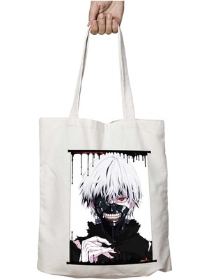Anime Tokyo Ghouls Ken Kaneki Iki Tarafı Kalıcı Baskılı Yıkanabilir Çanta
