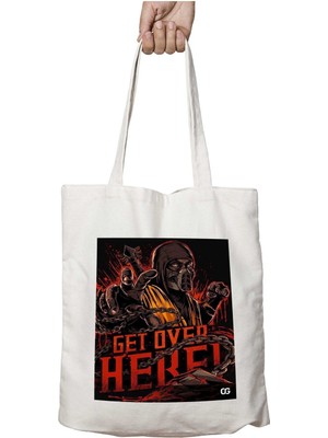 Scorpion Get Over Here Iki Tarafı Kalıcı Baskılı Yıkanabilir Okul Plaj Omuz Bez Çantası