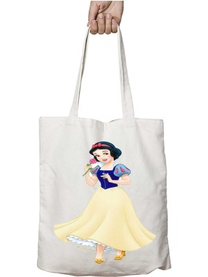 Snow-White-Png-Pic Iki Tarafı Kalıcı Baskılı Yıkanabilir Okul Plaj Omuz Bez Çantası