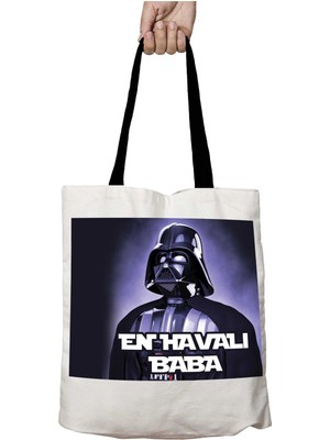 Siyah Kulplu En Havalı Baba Star Wars Yıkanabilir Okul Omuz Çanta