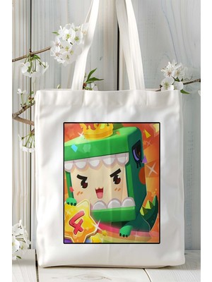 Mini World Mobil Oyun Baskılı Bez Çanta Omuz Çantası Çift Tafaflı Baskı Kişiye Özel 15