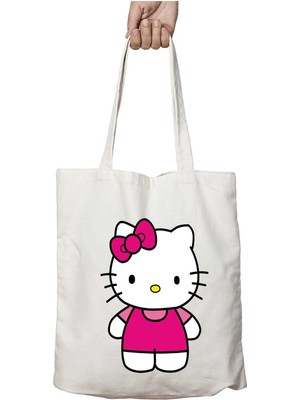 Hello Kitty Cartoon Iki Taraf Kalıcı Yıkanabilir Okul Plaj Omuz Bez Çanta