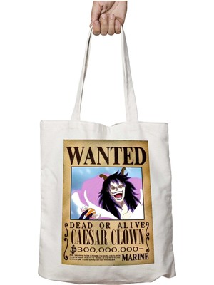 Wanted Caesar Clown Anime Iki Tarafı Kalıcı Baskılı Yıkanabilir Okul Plaj Omuz Bez Çantası