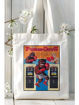 Punch Out Oyun Baskılı Bez Çanta Omuz Çantası Kişiye Özel Model 6