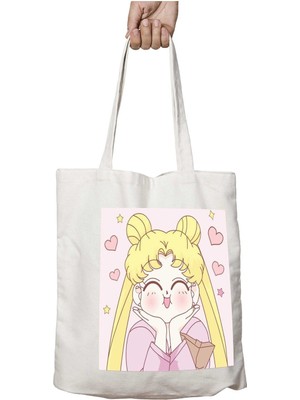 Sailor Moon Kawaii Iki Tarafı Kalıcı Baskılı Yıkanabilir Çanta