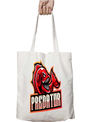 Predator Balık Iki Tarafı Kalıcı Baskılı Yıkanabilir Çanta