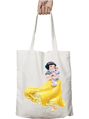 Snow-White-Png Iki Tarafı Kalıcı Baskılı Yıkanabilir Çanta