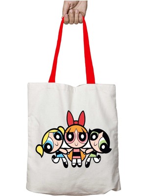 Kırmızı Kulplu Powerpuff Girls Yıkanabilir Omuz Çanta