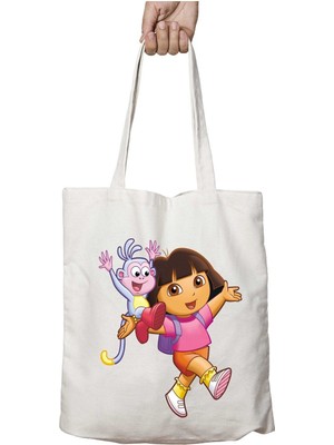 Art Hediye Dora Çizgi Film Iki Taraf Kalıcı Yıkanabilir Okul Plaj Omuz Bez Çanta