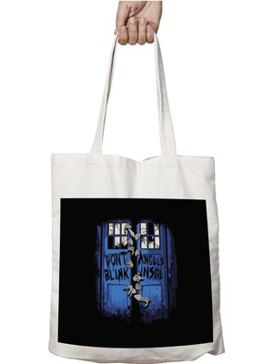 Doctor Who Dont Blink Iki Tarafı Kalıcı Baskılı Yıkanabilir Çanta