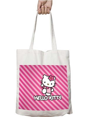 Hello Kitty Pembeli Iki Tarafı Kalıcı Baskılı Yıkanabilir Çanta