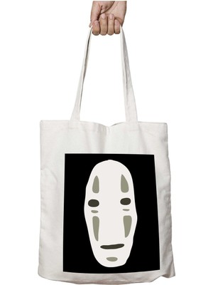 No Face Spirited Away Studio Ghibli Iki Tarafı Kalıcı Baskılı Yıkanabilir Okul Plaj Omuz Bez Çantası