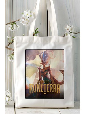 Legends Of Runetera Mobil Oyun Baskılı Bez Çanta Omuz Çantası Çift Tafaflı Baskı Kişiye Özel 2