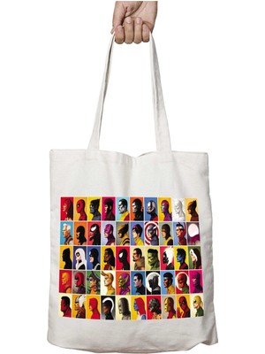 Marvel Kahramanlar Iki Tarafı Kalıcı Baskılı Yıkanabilir Okul Plaj Omuz Bez Çantası