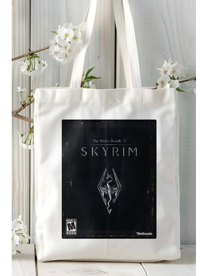 The Elder Scrolls Skyrim Oyun Baskılı Bez Çanta Omuz Çantası Kişiye Özel Model 11