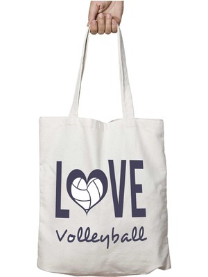 Love Voleybol Iki Taraf Kalıcı Yıkanabilir Okul Plaj Omuz Bez Çanta